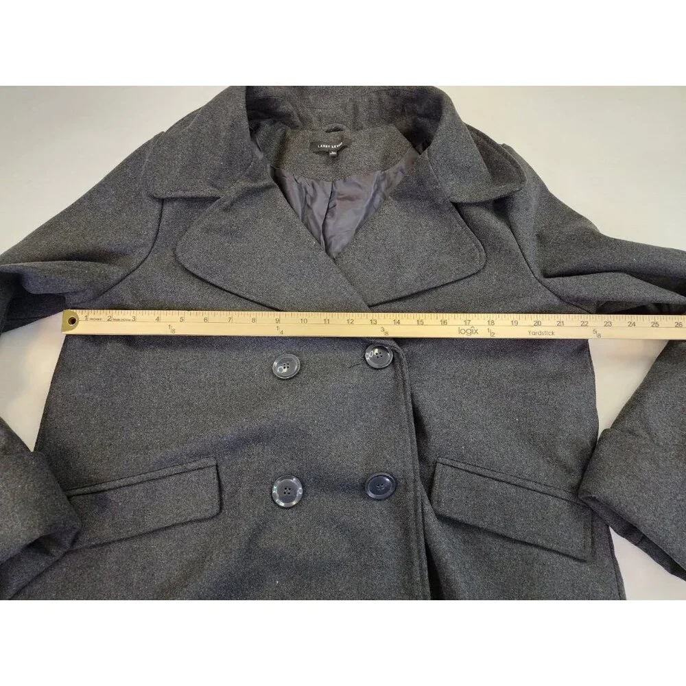Larry Levine Women L Double Breasted Pea Coat Lined Cuff Mid Length Classy - Picture 3 of 9